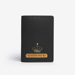 Personalised Card Holder Wallet - Black with charm