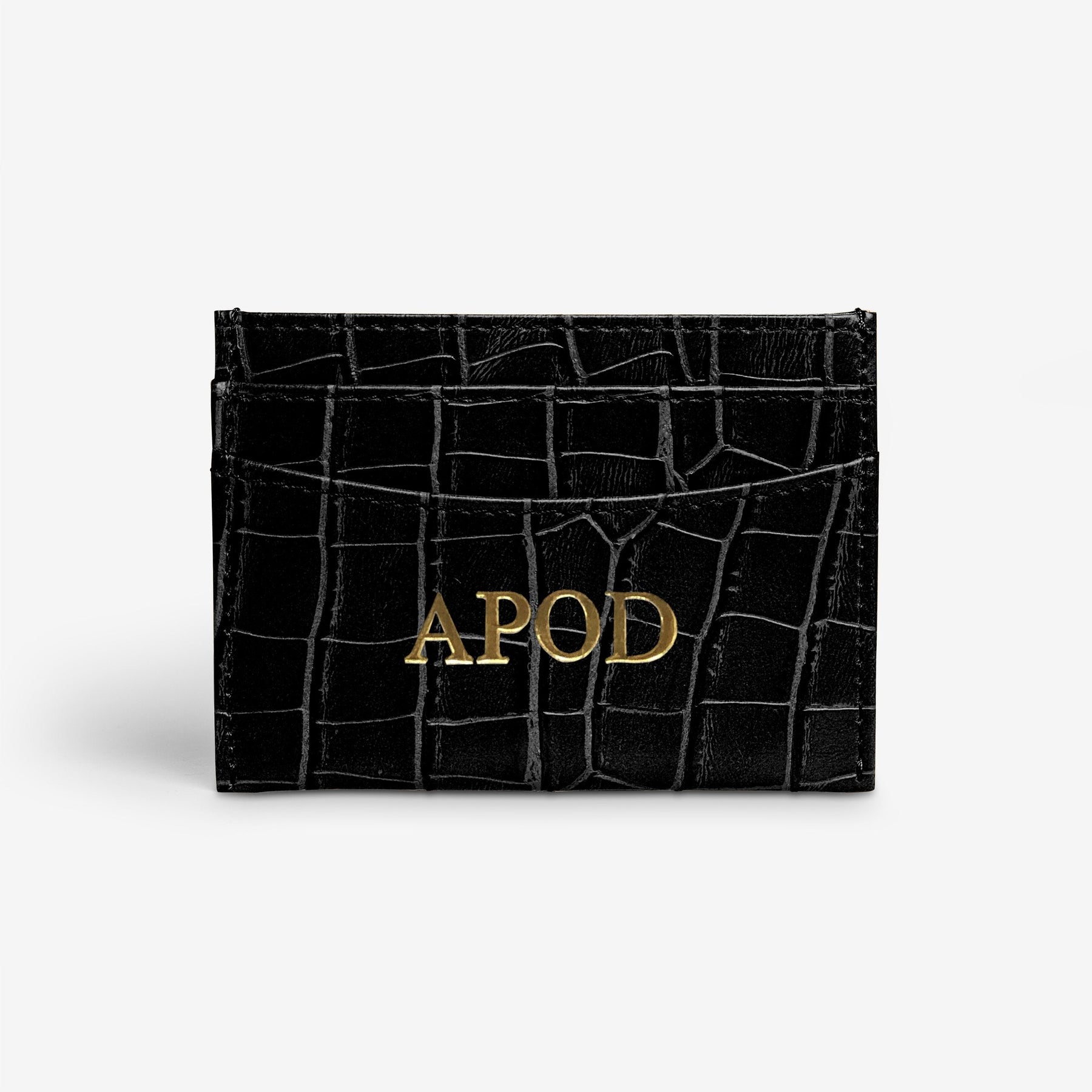 Personalised Croco Card Holder - Black