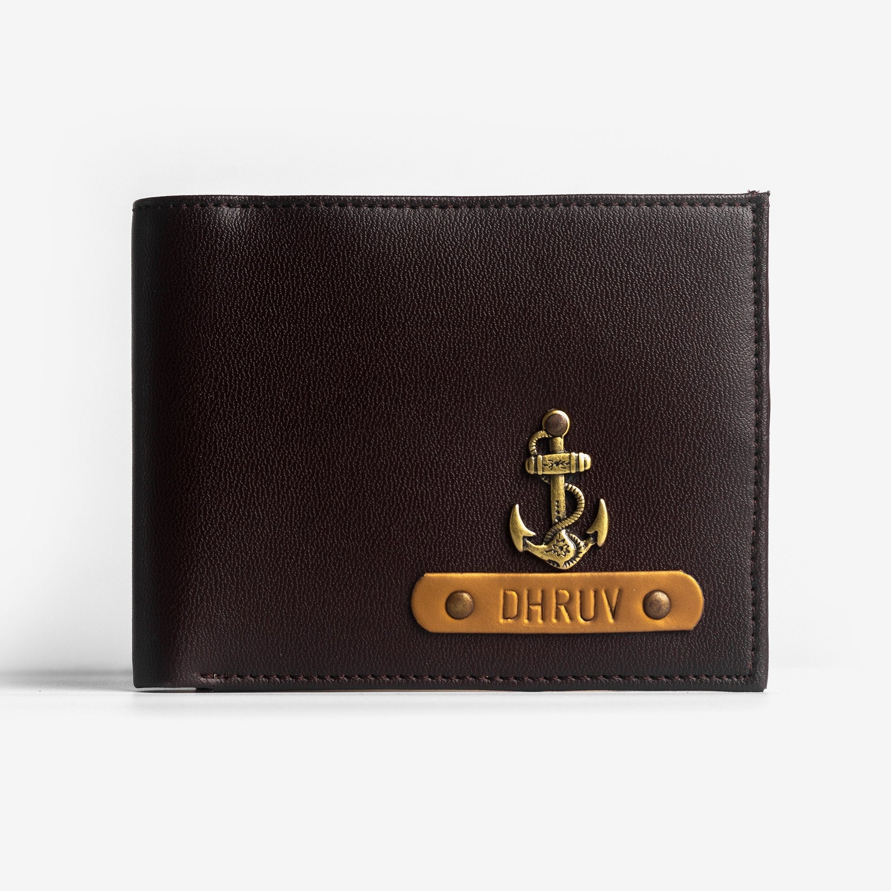 Personalised Mens Wallet with Charm - Chocolate Brown